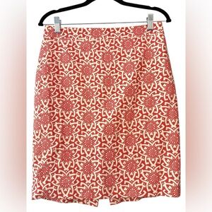 J.Crew The Pencil Skirt Geometric Red White Size 2